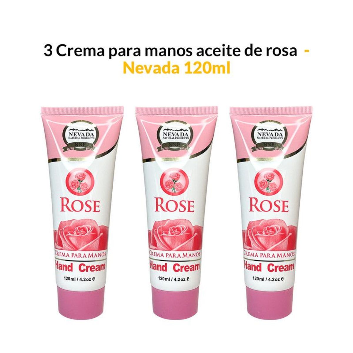 NEVADA NATURAL PRODUCTS - 3 Crema para manos aceite de rosas 120ml - Nevada.