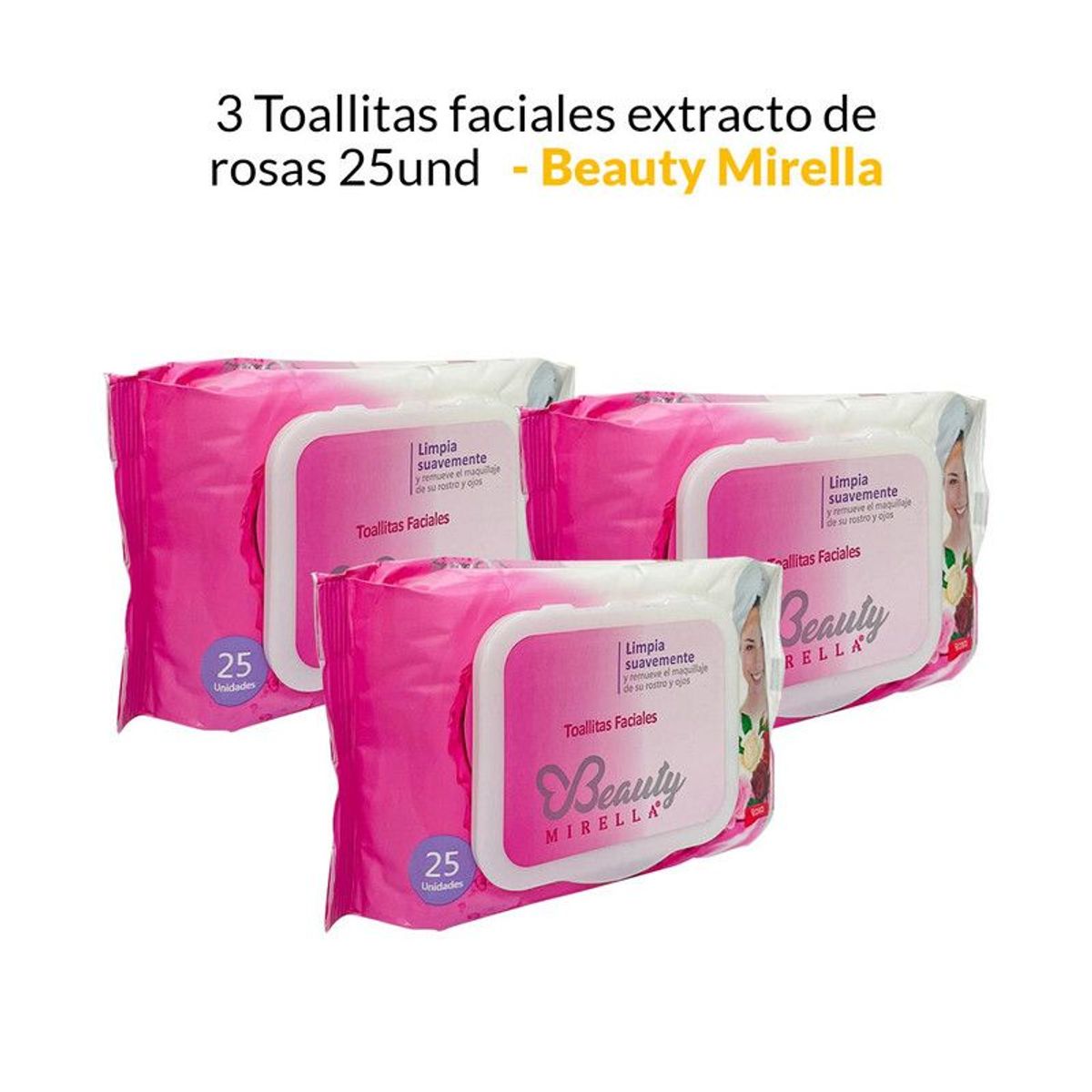 NEVADA NATURAL PRODUCTS - 3 Toallitas faciales extracto de rosas 25und - Nevada