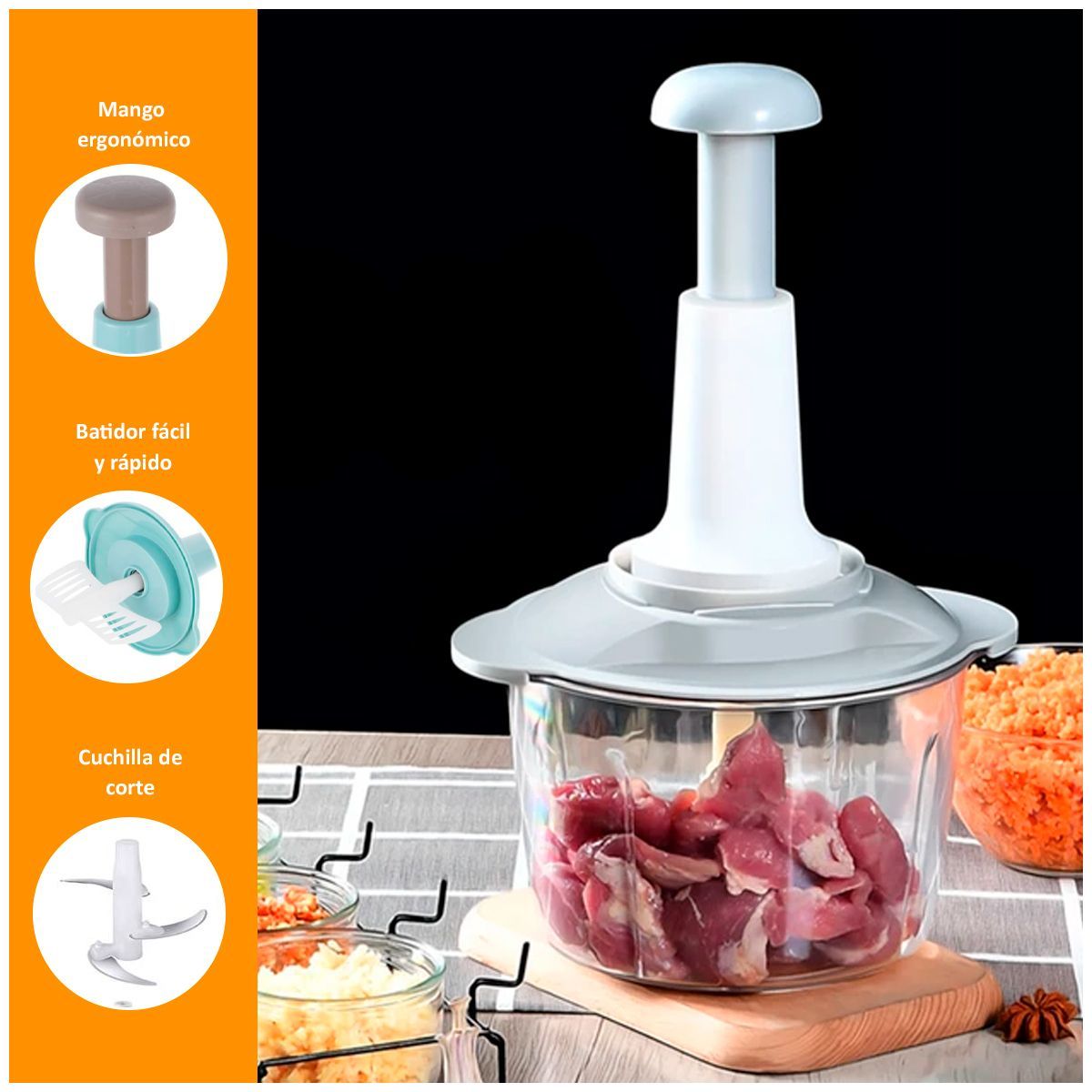 SASARU - Picador Manual de Alimentos Multifunción