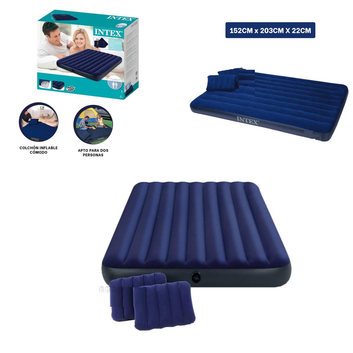 IMPORTADO MC - Colchon Inflable Queen 2 1/2 Plazas 152x203x22