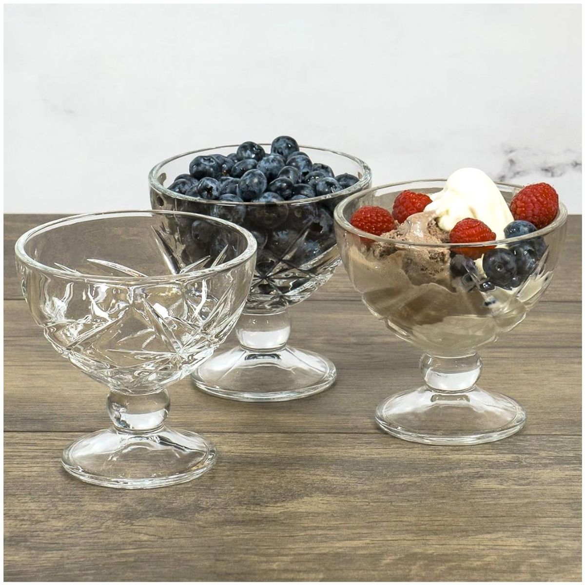 INSPIRA MARKET - Copas de helado vidrio de alto relieve Set x6