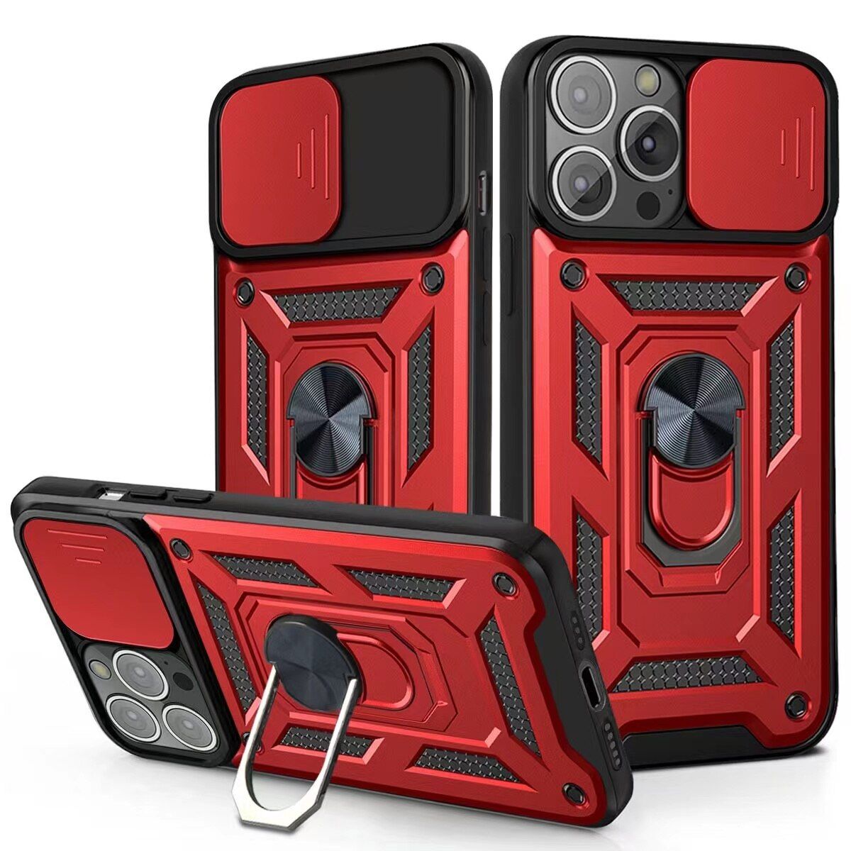 GENERICO - Funda Case for Motorola G50 5G Holder Protector Camara Rojo Antishock