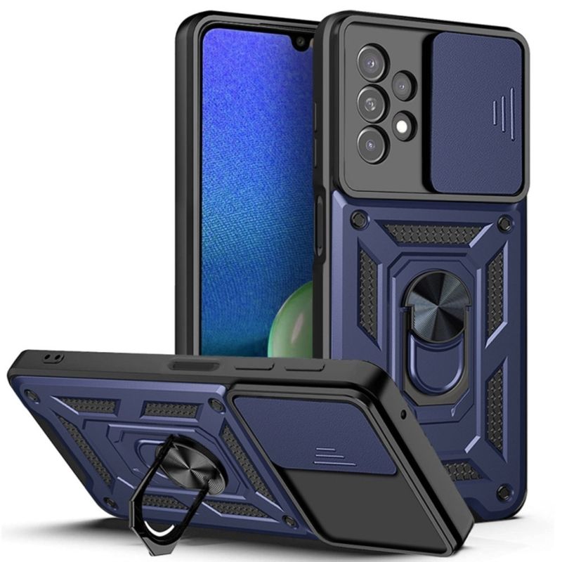 GENERICO - Funda Case para Samsung A52 Holder Protector Camara Azul Antishock