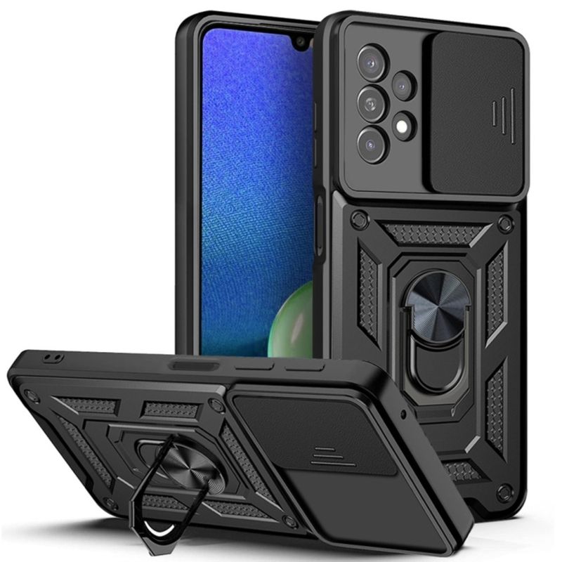 GENERICO - Funda Case para Samsung A52 Holder Protector Camara Negro Antishock