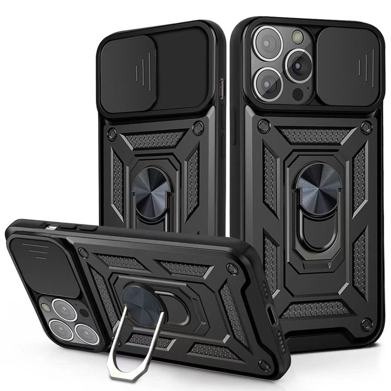 GENERICO - Funda Case para Xiaomi Note 9 Holder Protector Camara Negro Antishock