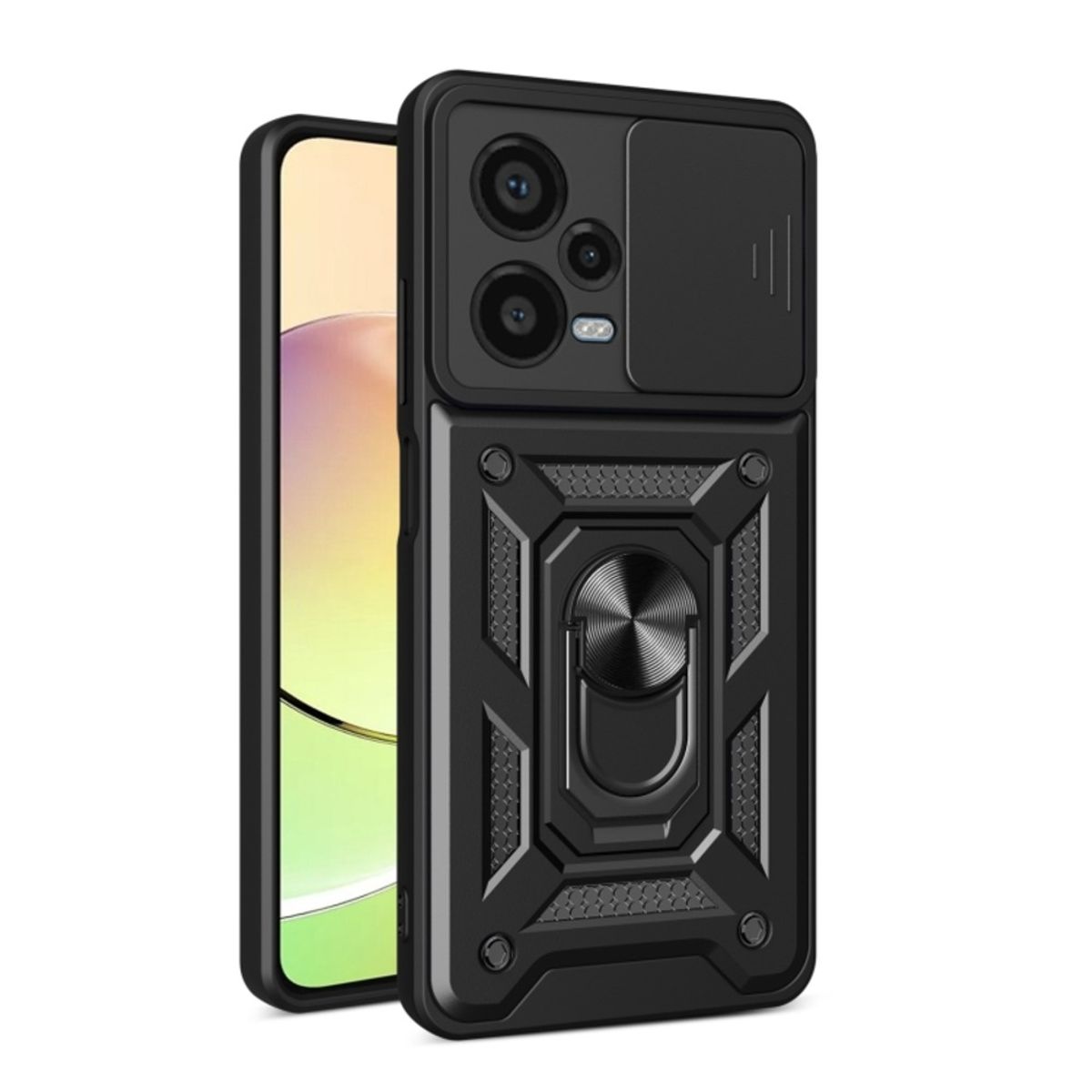 GENERICO - Funda Case para Xiaomi Redmi Note 12 PRO PLUS Holder Negro Antishock