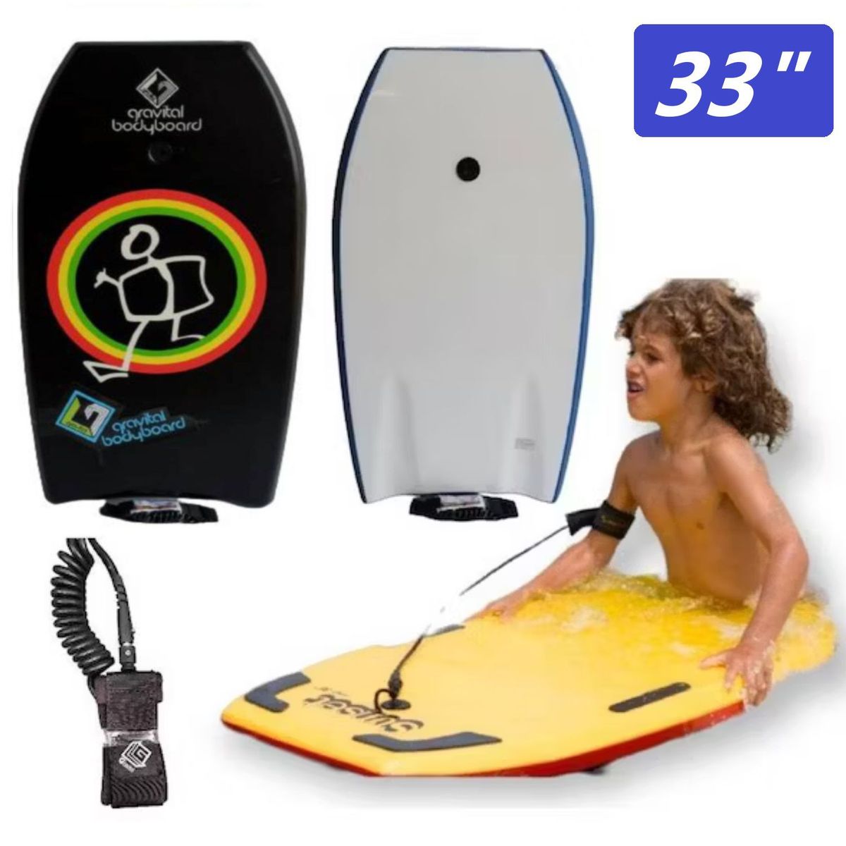 GRAVITAL - Tabla Surf Bodyboard DiseñoCorrea deBrazo 33 93cmX48cmX5cm