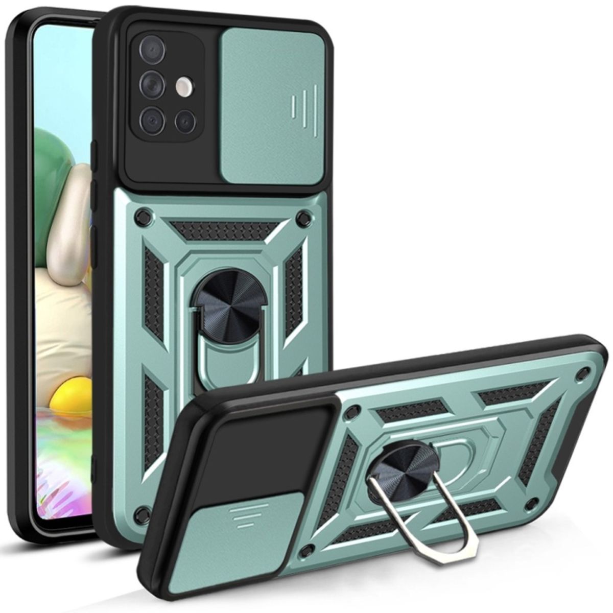 GENERICO - Funda Case para Samsung A72 Holder Protector Camara Verde Antishock