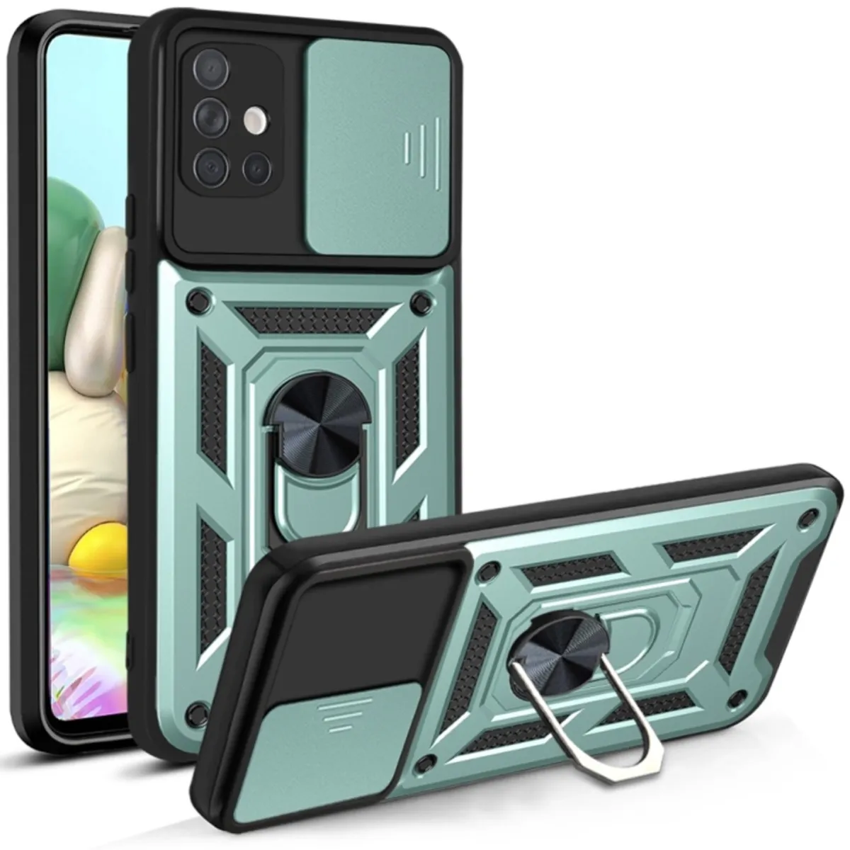GENERICO - Funda Case para Samsung A72 Holder Protector Camara Verde Antishock