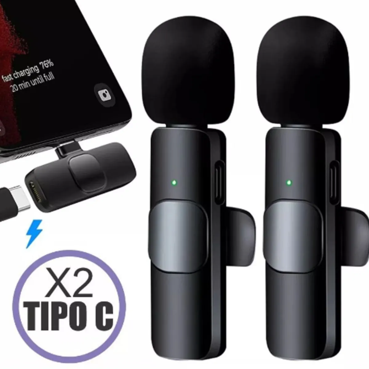 NANOTRON TECHNOLOGIES - Micrófonos Inalámbricos solaperos 2 en 1 K9 Tipo C