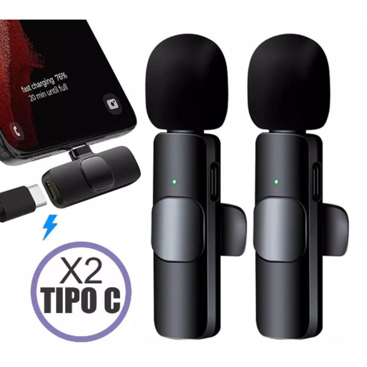 NANOTRON TECHNOLOGIES - Micrófonos Inalámbricos solaperos 2 en 1 K9 Tipo C