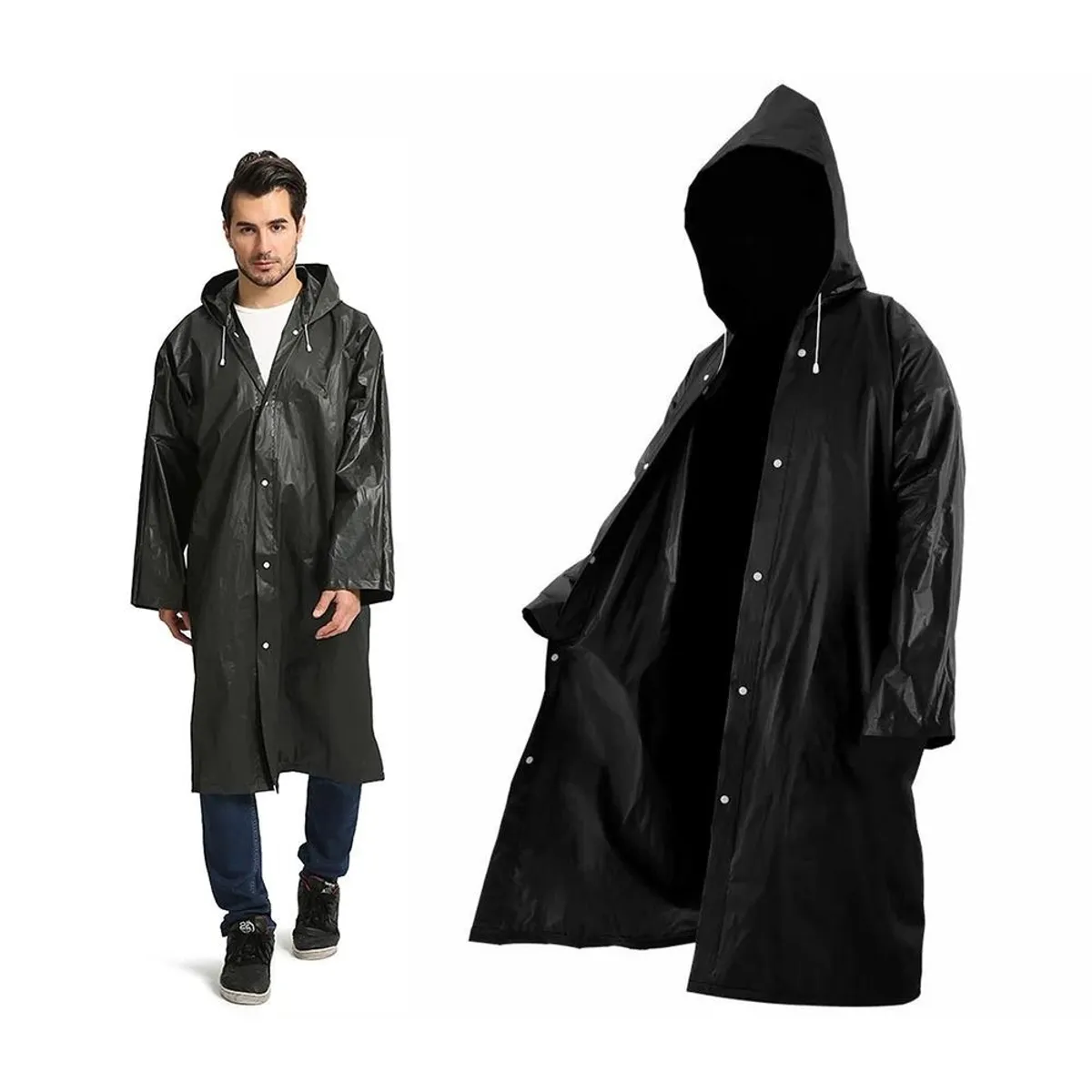 GENERICO - PONCHO IMPERMEABLE LARGO CON CAPUCHA