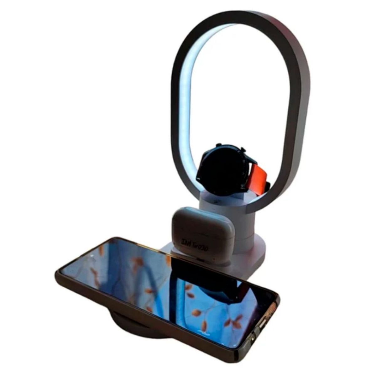 IMPORTADO MC - Lampara con Base de Carga 4 en 1 15W Cargador Inalambrico Android IOS