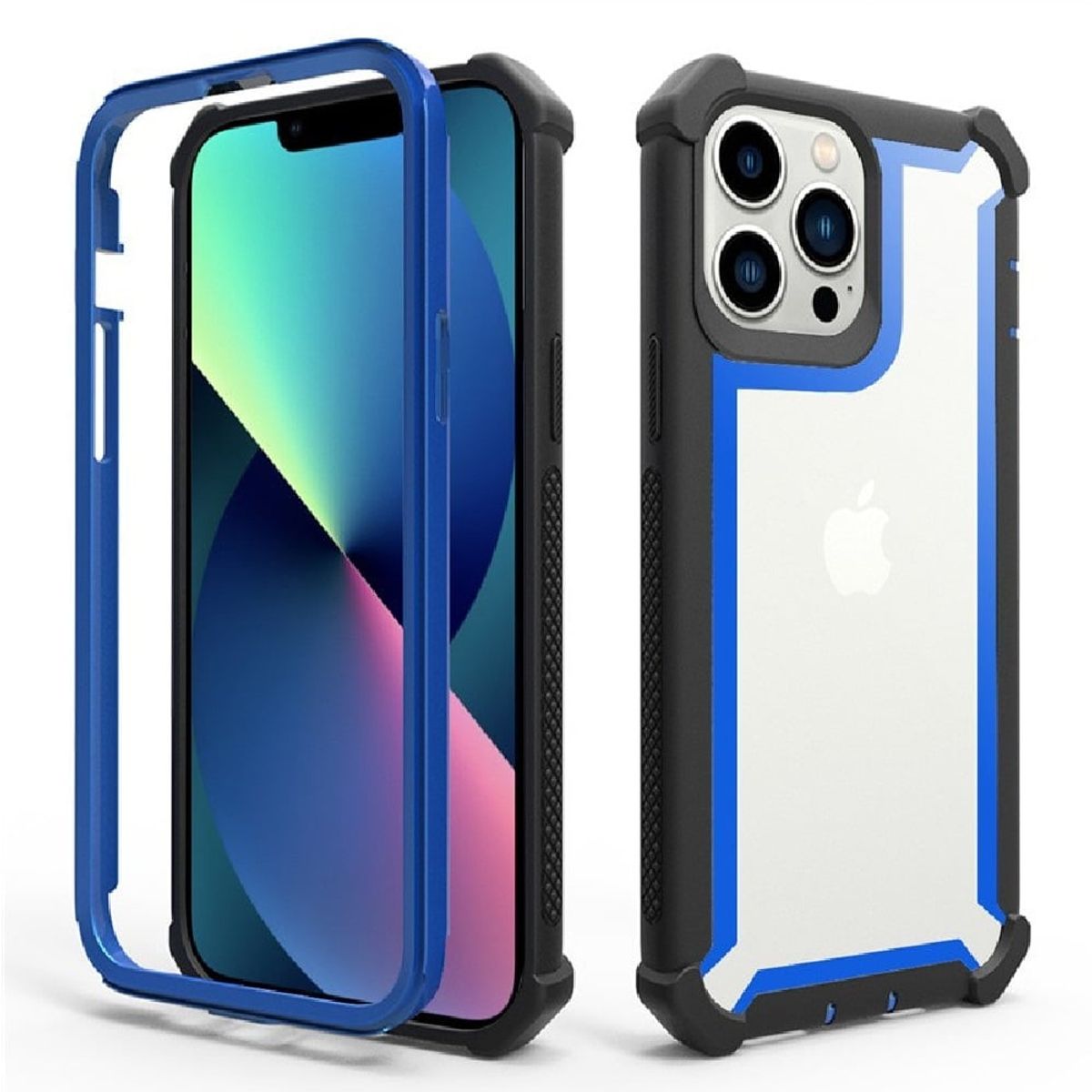 GENERICO - Funda Case para iPhone 13 Bumper Antishock Azul Resistente Antigolpe