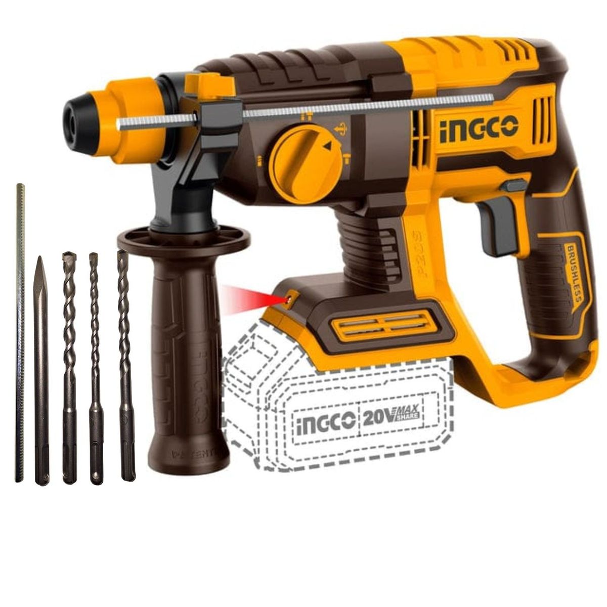 GENERICO - Rotomartillo 20v SDS Plus 2 Joules Ingco