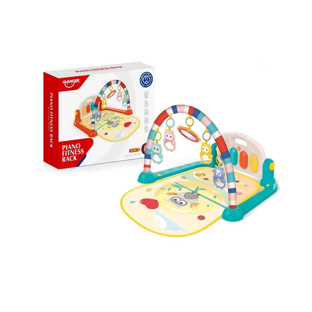 HUANGER - Gimnasio de bebe con Piano Musical Búho HE0650 Verde