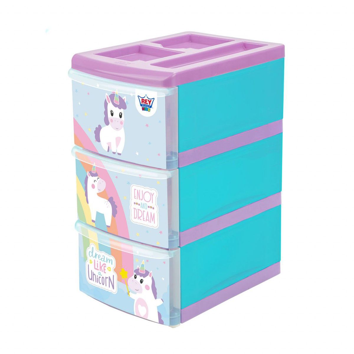 REYPLAST - Organizador Practico x3 Niveles Unicornio - Lila Reyplast