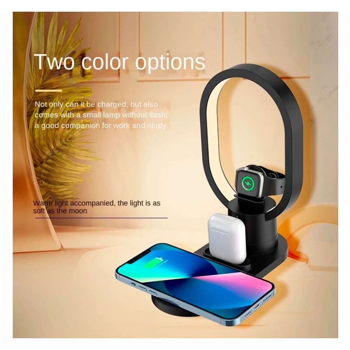 GENERICO - Lampara con Base de Carga 4 en 1 15W Cargador Inalambrico Android IOS