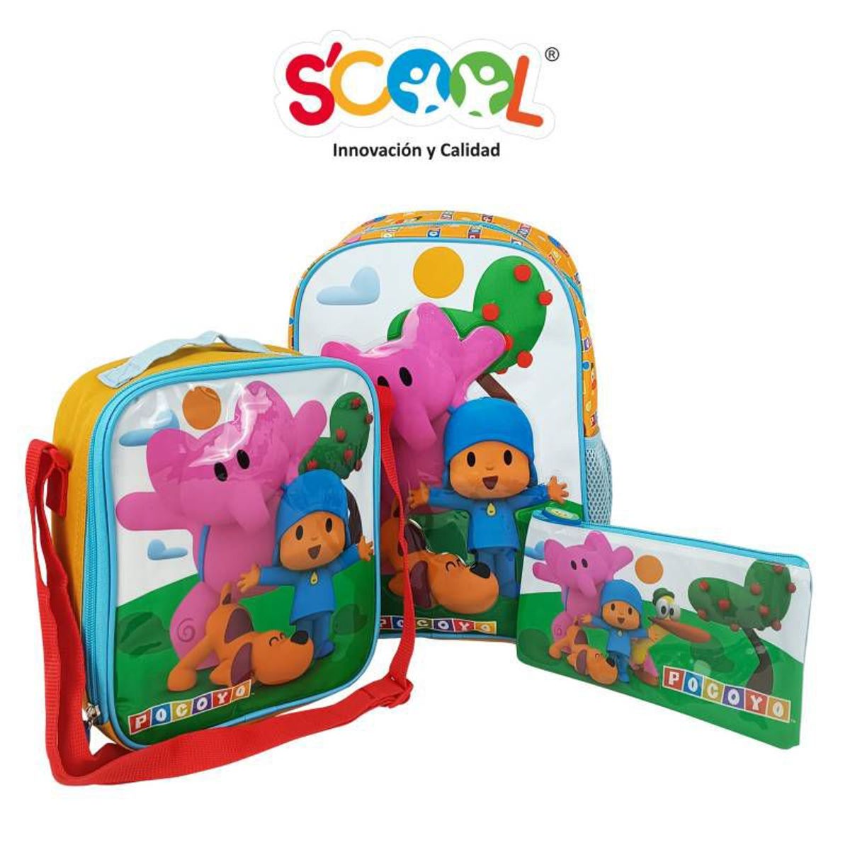 SCOOL - Scool - Set mochila A4 lonchera y cartuchera Pocoyo