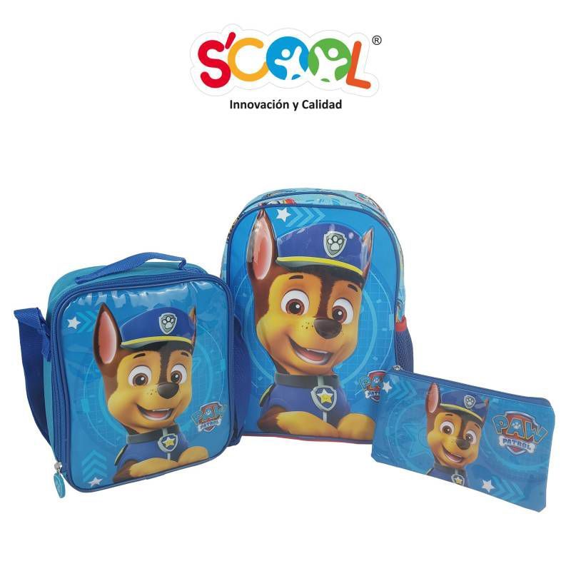 SCOOL - Scool - Set mochila A4 lonchera y cartuchera Paw Patrol