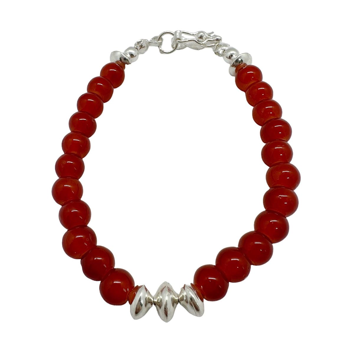 GENERICO - Pulsera Ágata Roja Circular - Plata
