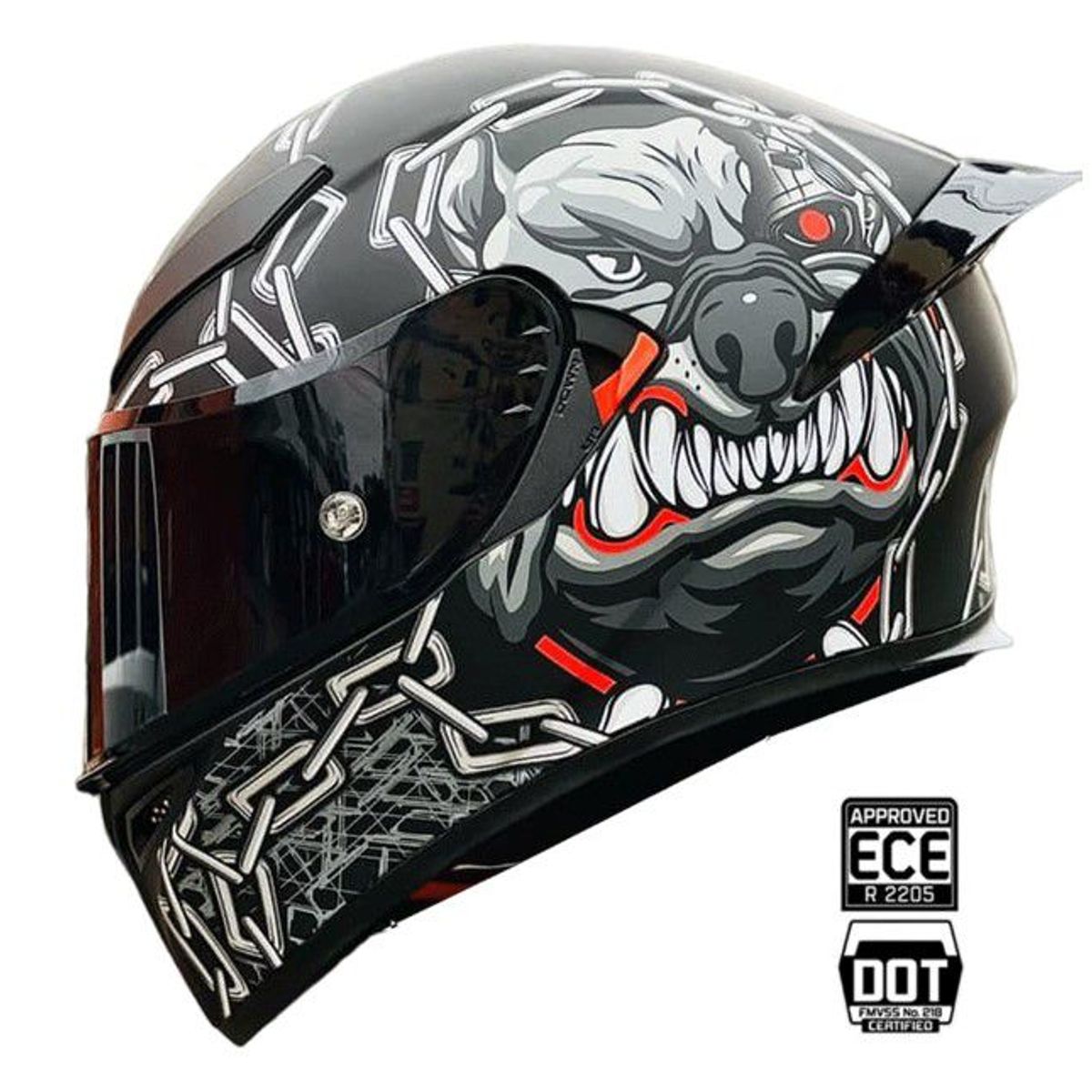 GENERICO - CASCO MOTO PITBULL POLARIZADO DOBLE VISOR