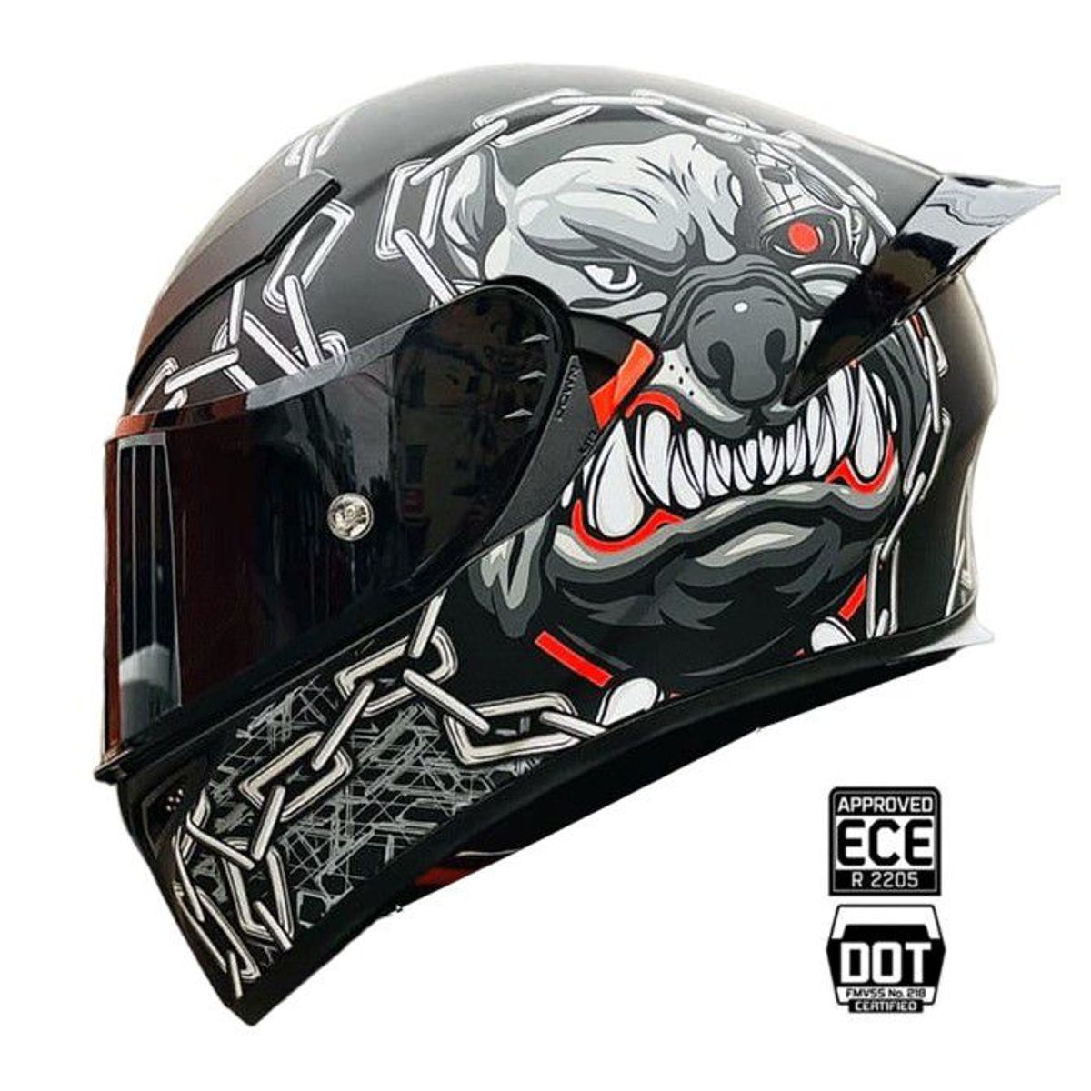 GENERICO - CASCO MOTO PITBULL POLARIZADO DOBLE VISOR