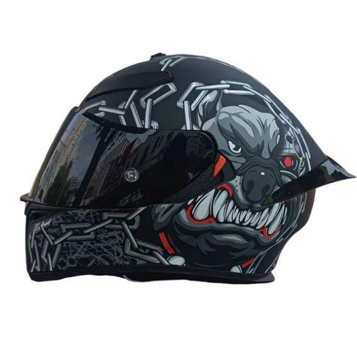 GENERICO - CASCO MOTO PITBULL POLARIZADO DOBLE VISOR