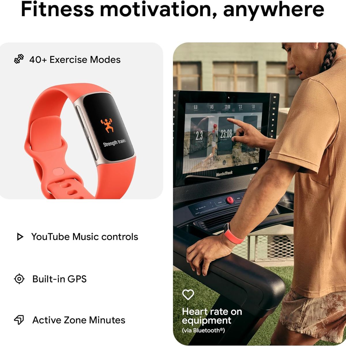 FITBIT - Fitbit Charge 6 Fitness Tracker con aplicación de Google - Corail