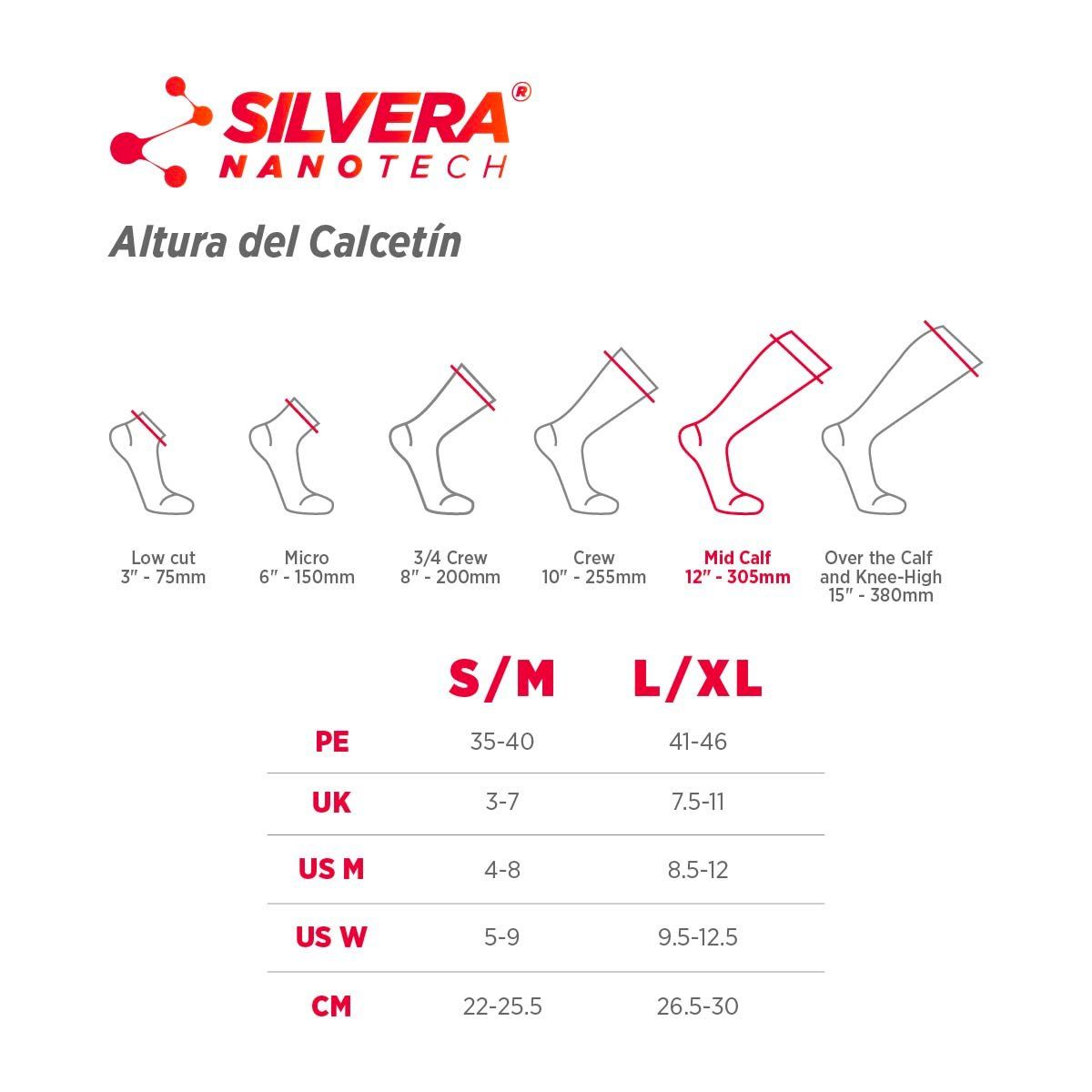 SILVERA NANOTECH - Medias para varices de compresión 15-20 mmHg de algodon antibacterial