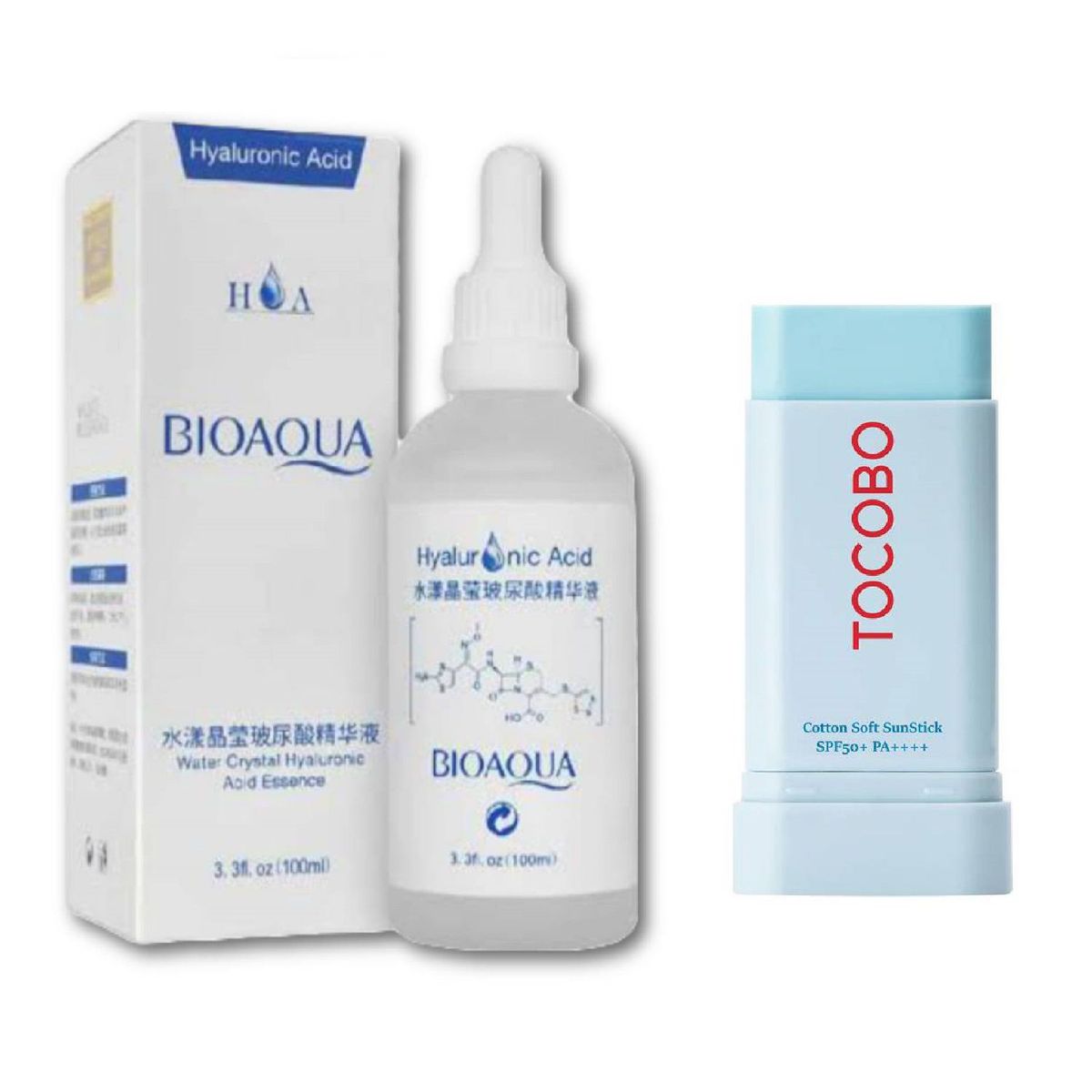 TOCOBO - Pack Bloqueador Tocobo en Barra y Serum de Acido Hialuronico Bioaqua