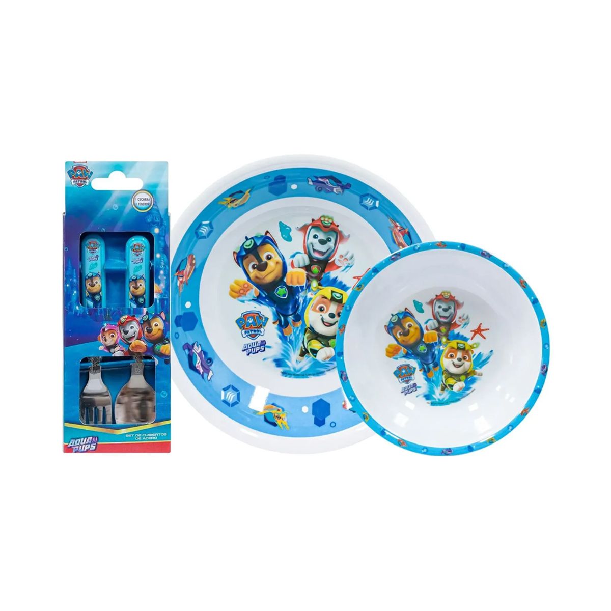 SCOOL - Vajilla Infantil  Paw Patrol+Cubiert AquaPups Scool Melamine