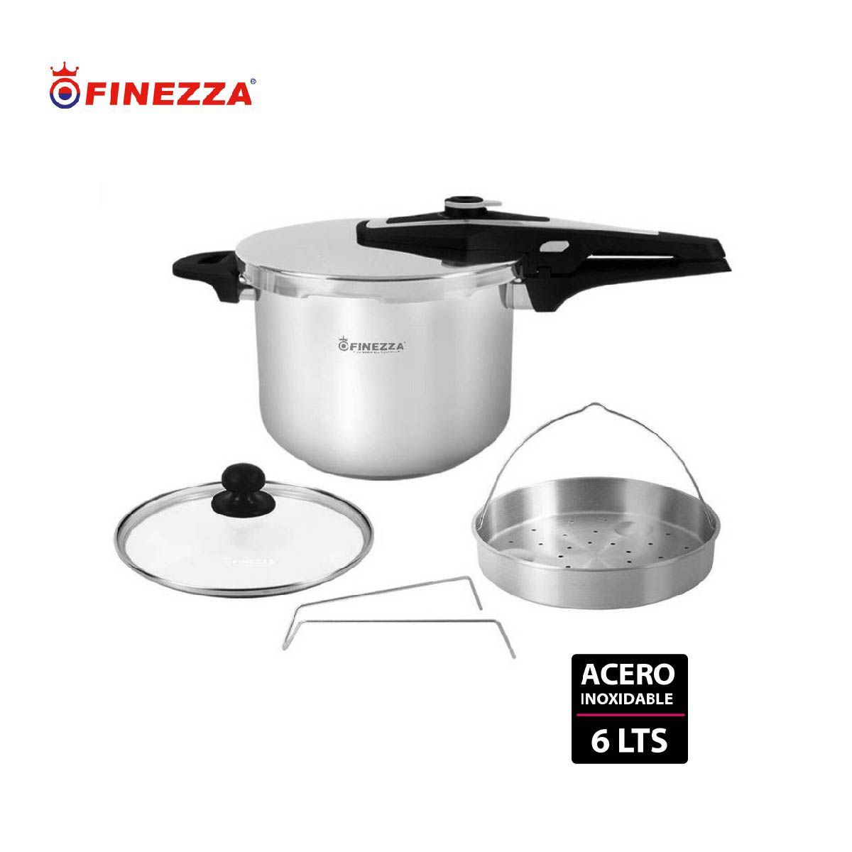 FINEZZA - Olla a presión FINEZZA 6L de acero inoxidable FZ-608AC