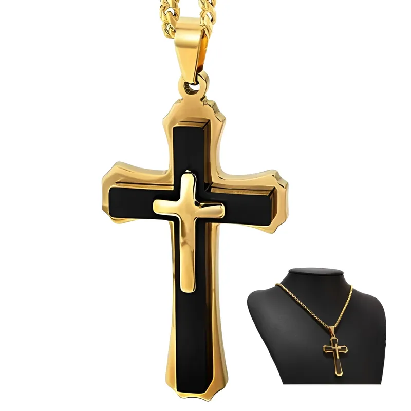 GENERICO - Collar Cruz de acero inoxidable