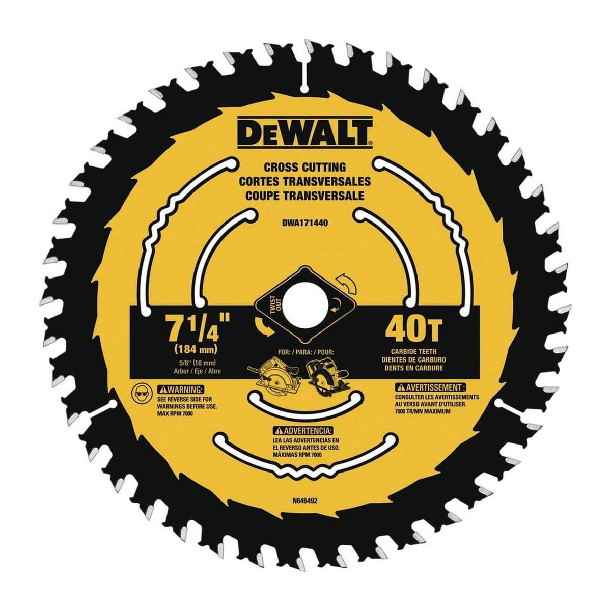 DEWALT - Disco De Sierra 184mm Para Madera 40d Dewalt Dwa171440