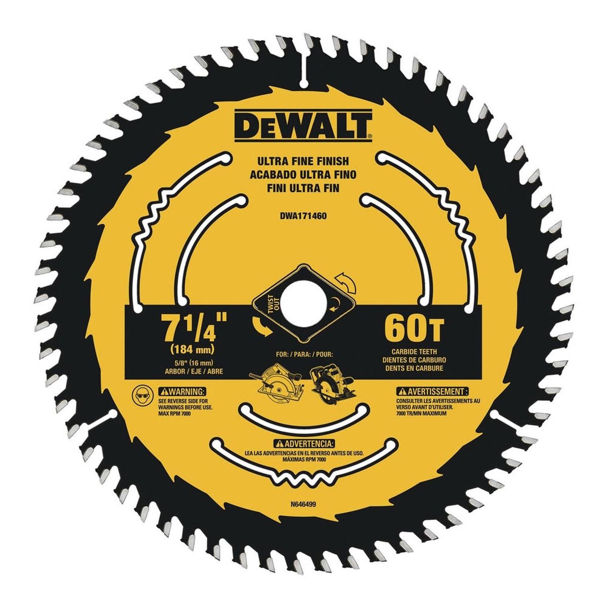 DEWALT - Disco De Sierra 184mm Para Madera 60d Dewalt Dwa171460