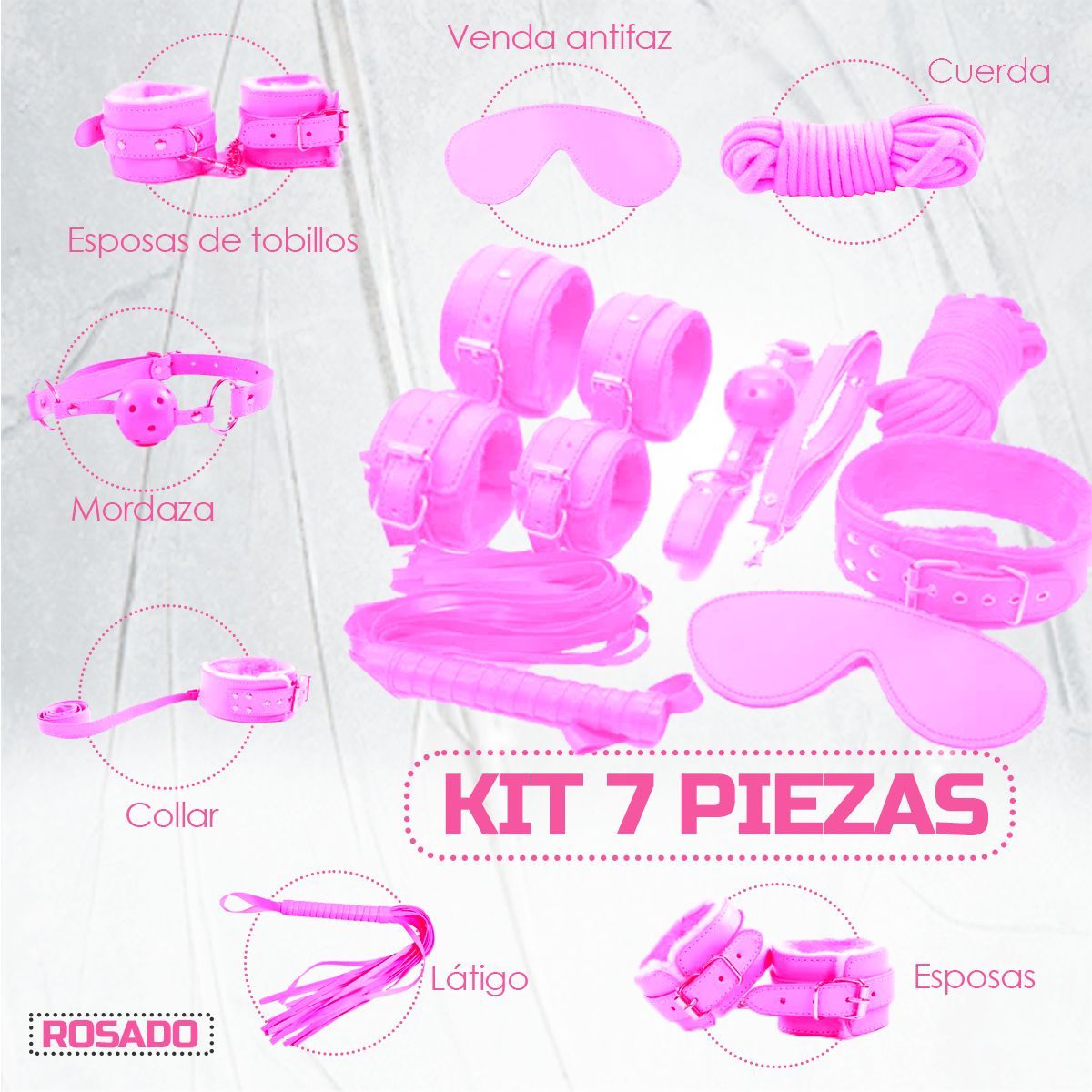 GENERICO - Kit Sado - Bondage Bdsm Para Parejas - 7 Piezas Sexuales