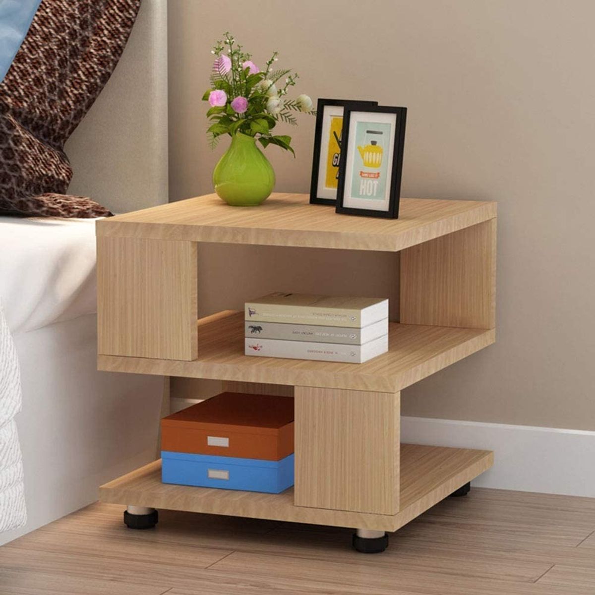 TU MESITA - Velador Moderno Multiusos Elda Marrón Claro