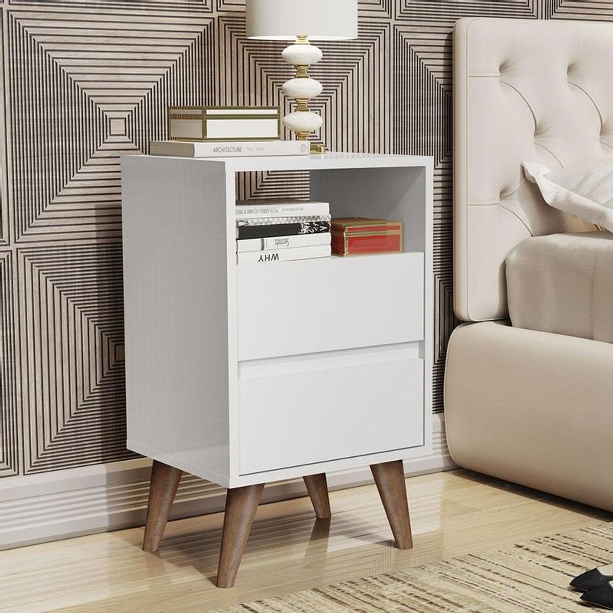 TU MESITA - Mesa De Noche de Melamina Classic Blanco