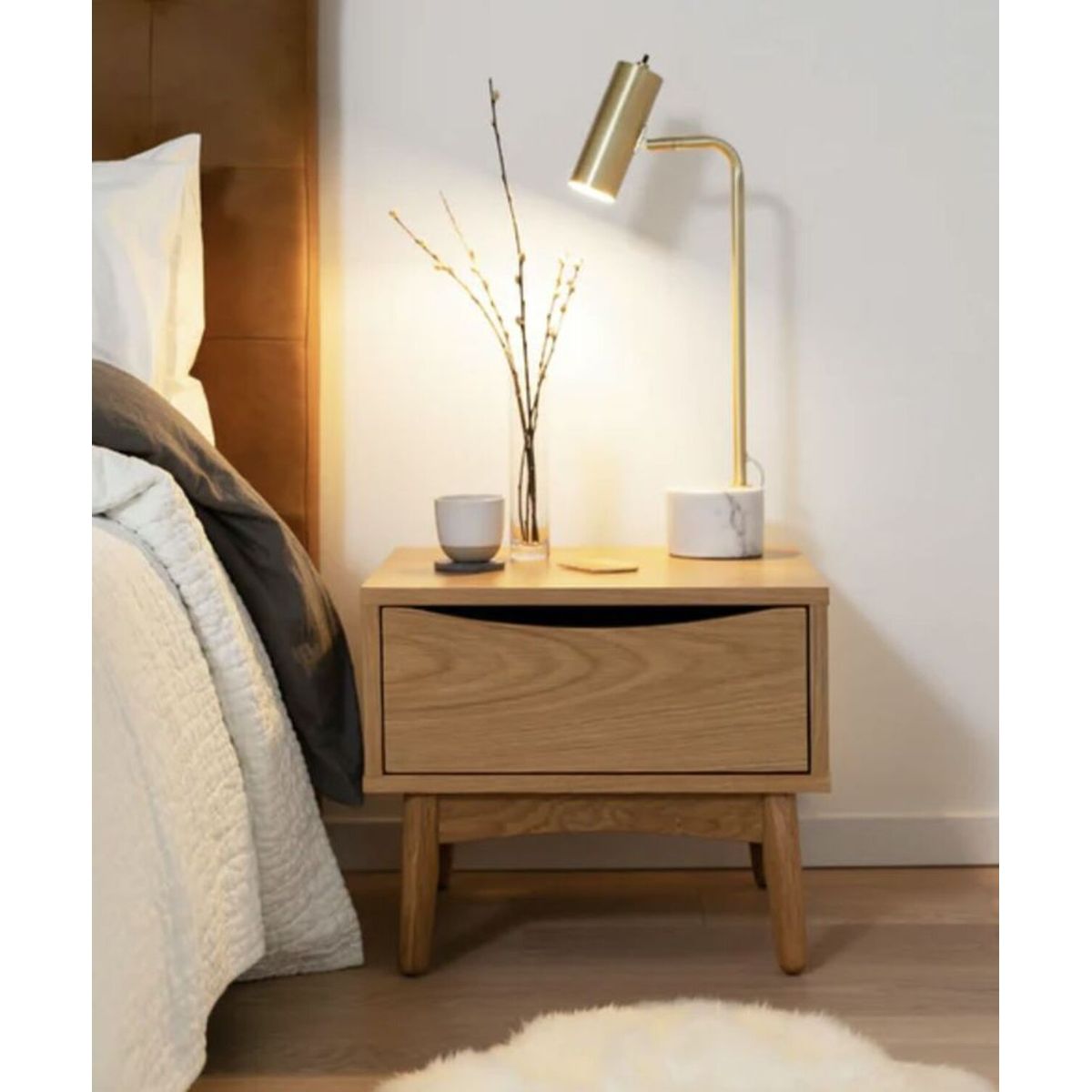 TU MESITA - Velador Mesa de Noche Leonor Moderno Marrón