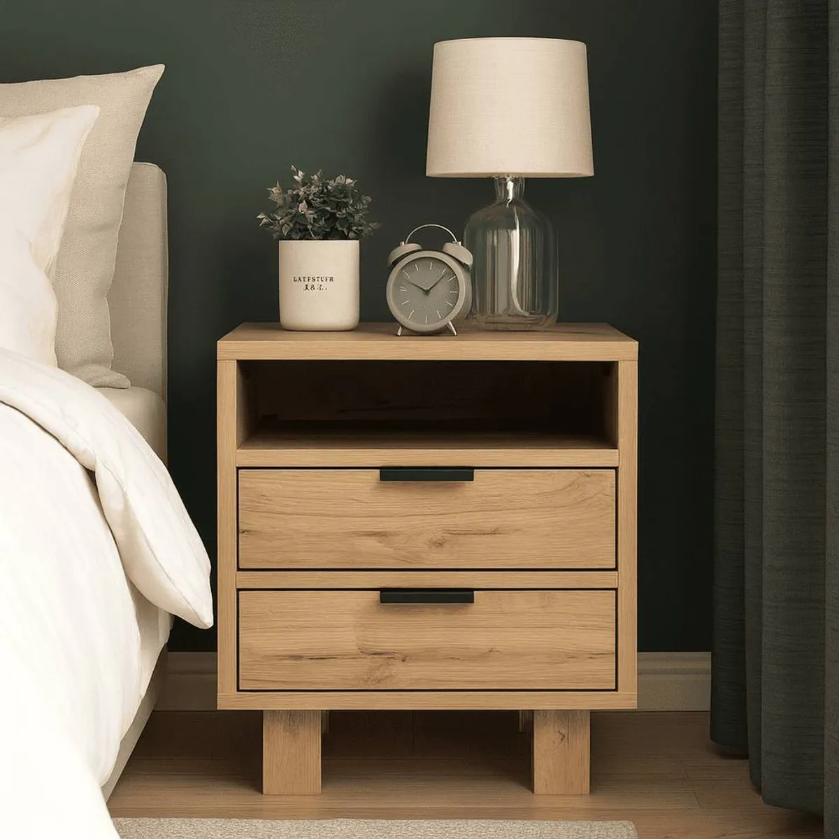 TU MESITA - Velador Mesa de Noche Minimalista Copo Marrón