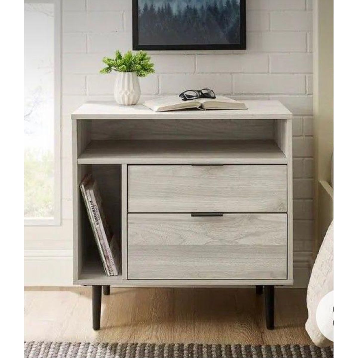 TU MESITA - Velador Mesa de Noche Minimalista Leyka 2 Cajones