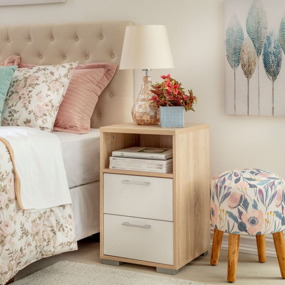 TU MESITA - Mesa de Noche Velador Vanguardista Arequipa 2 Cajones