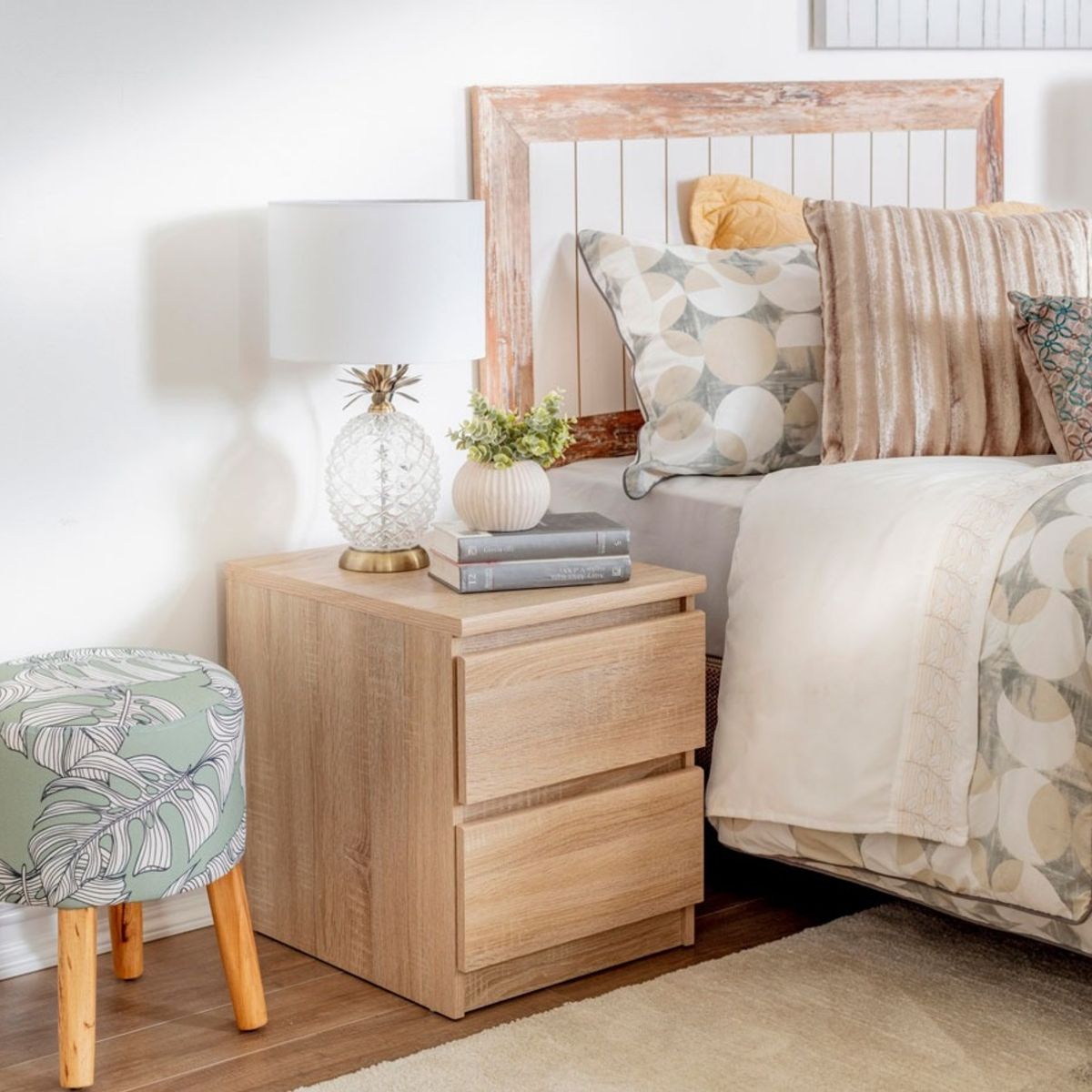 TU MESITA - Velador Mesa de Noche Maju Moderno 2 Cajones Duna