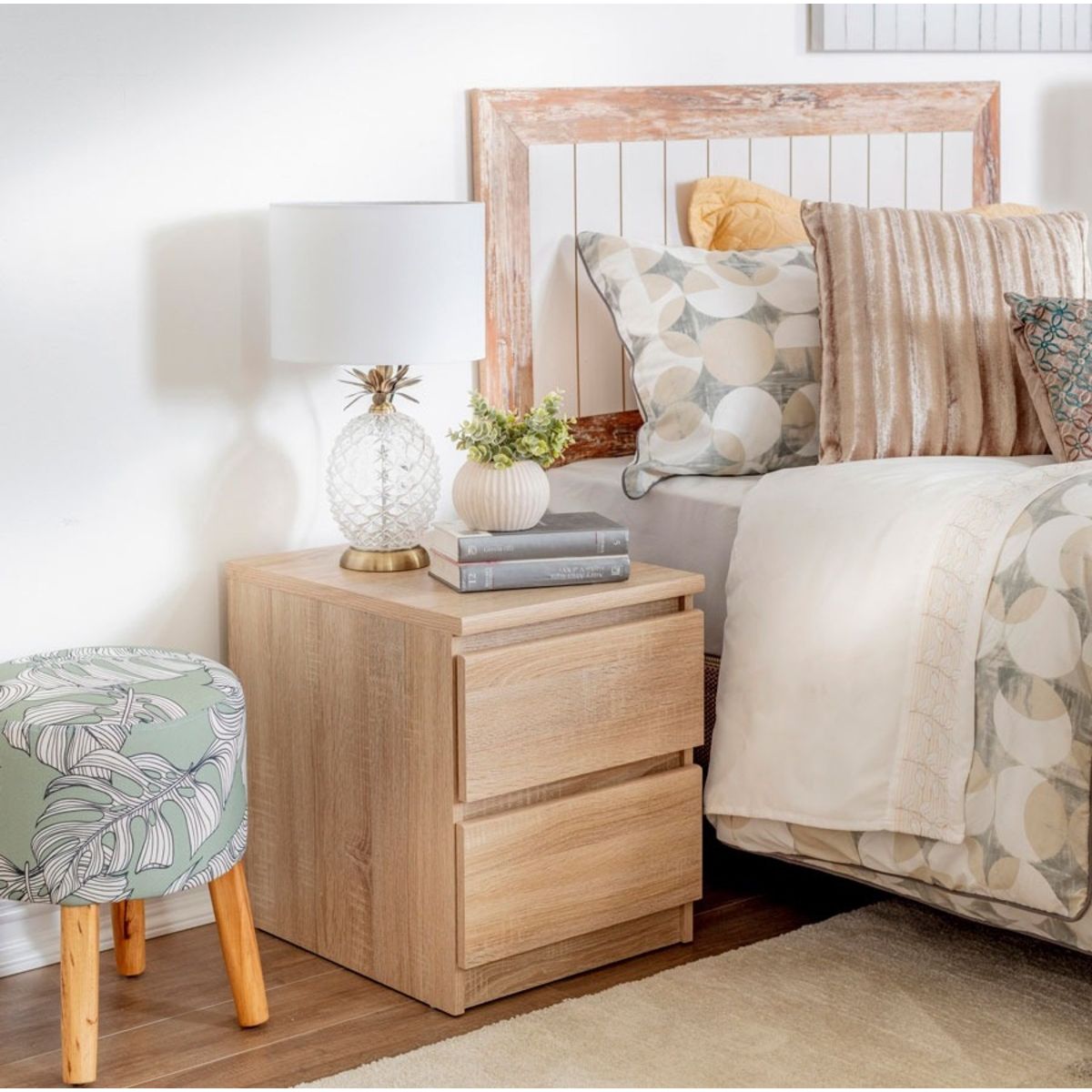 TU MESITA - Velador Mesa de Noche Maju Moderno 2 Cajones Duna