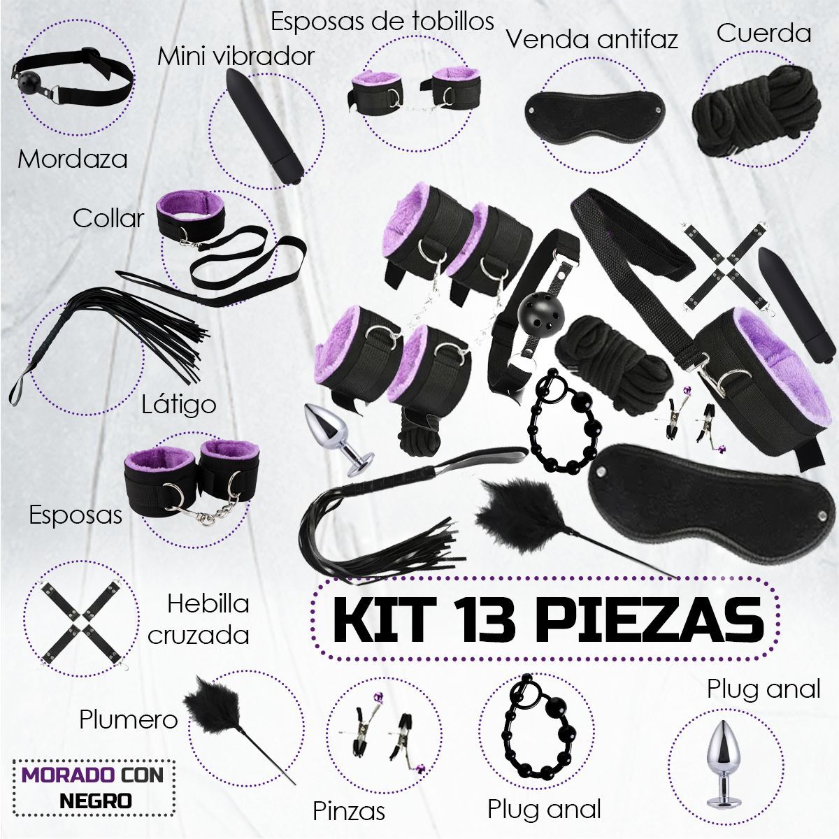 GENERICO - Kit Sado Bondage Bdsm Para Parejas - 13 Piezas Sexuales