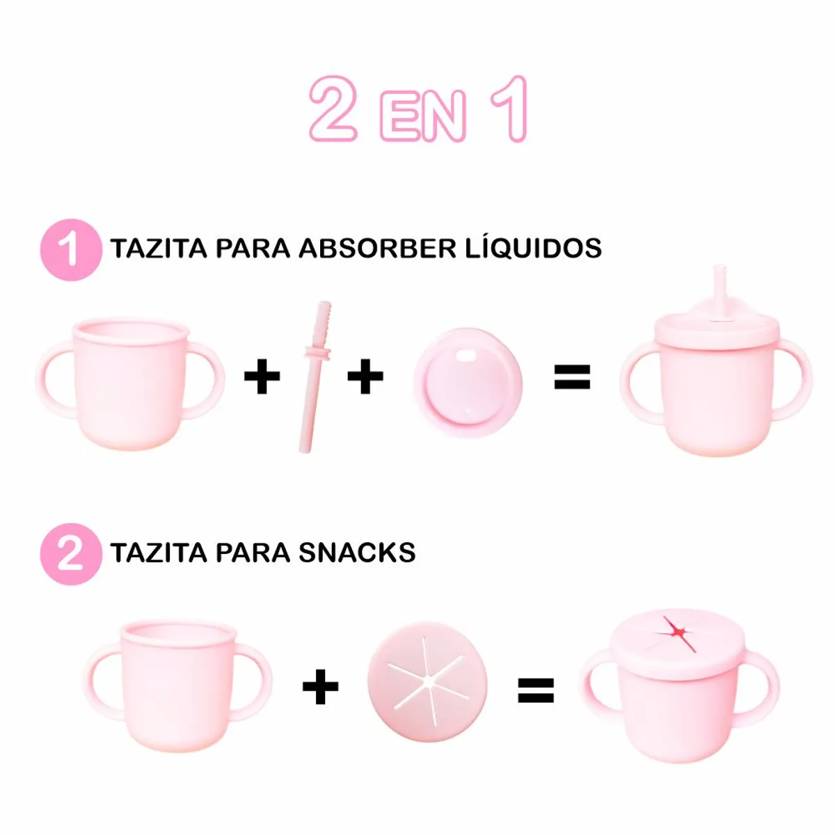 BABY - Taza de Silicona para Bebés con Doble Tapa - MELÓN