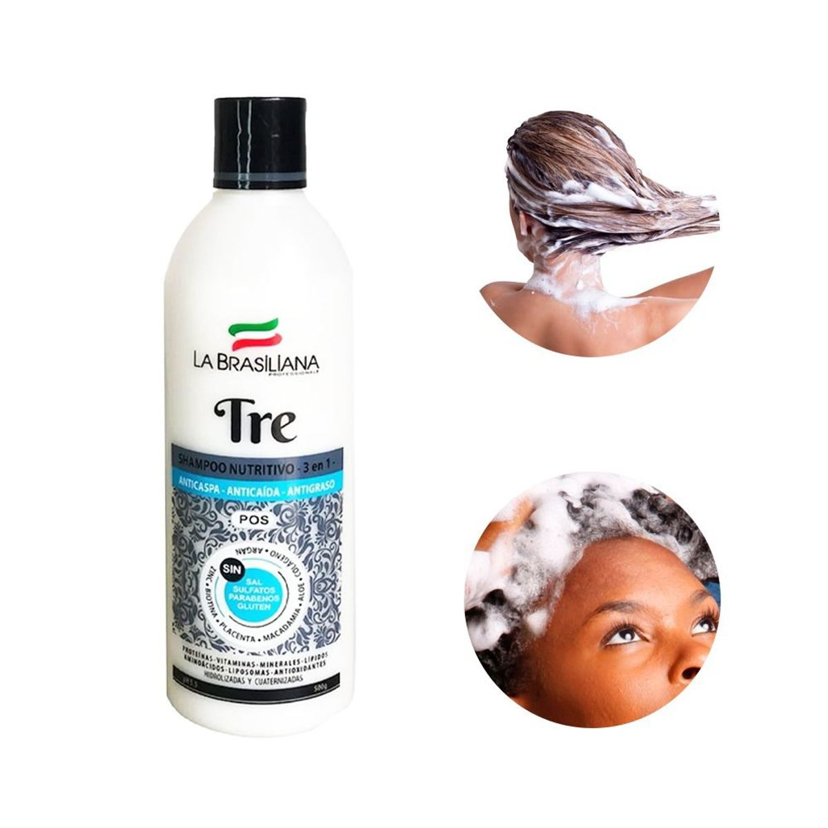 LA BRASILIANA - Shampoo Tre y Reacondicionador Due y Máscara Capilar Pos La Brasiliana