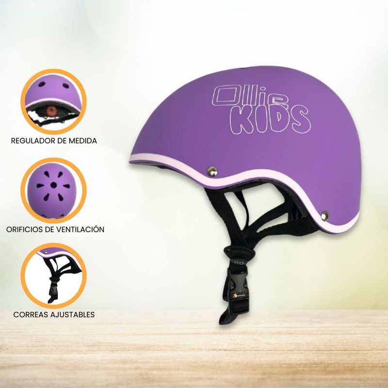 OLLIE - Casco Protector Regulable Para Niño »XS OLLIE KIDS» Purple