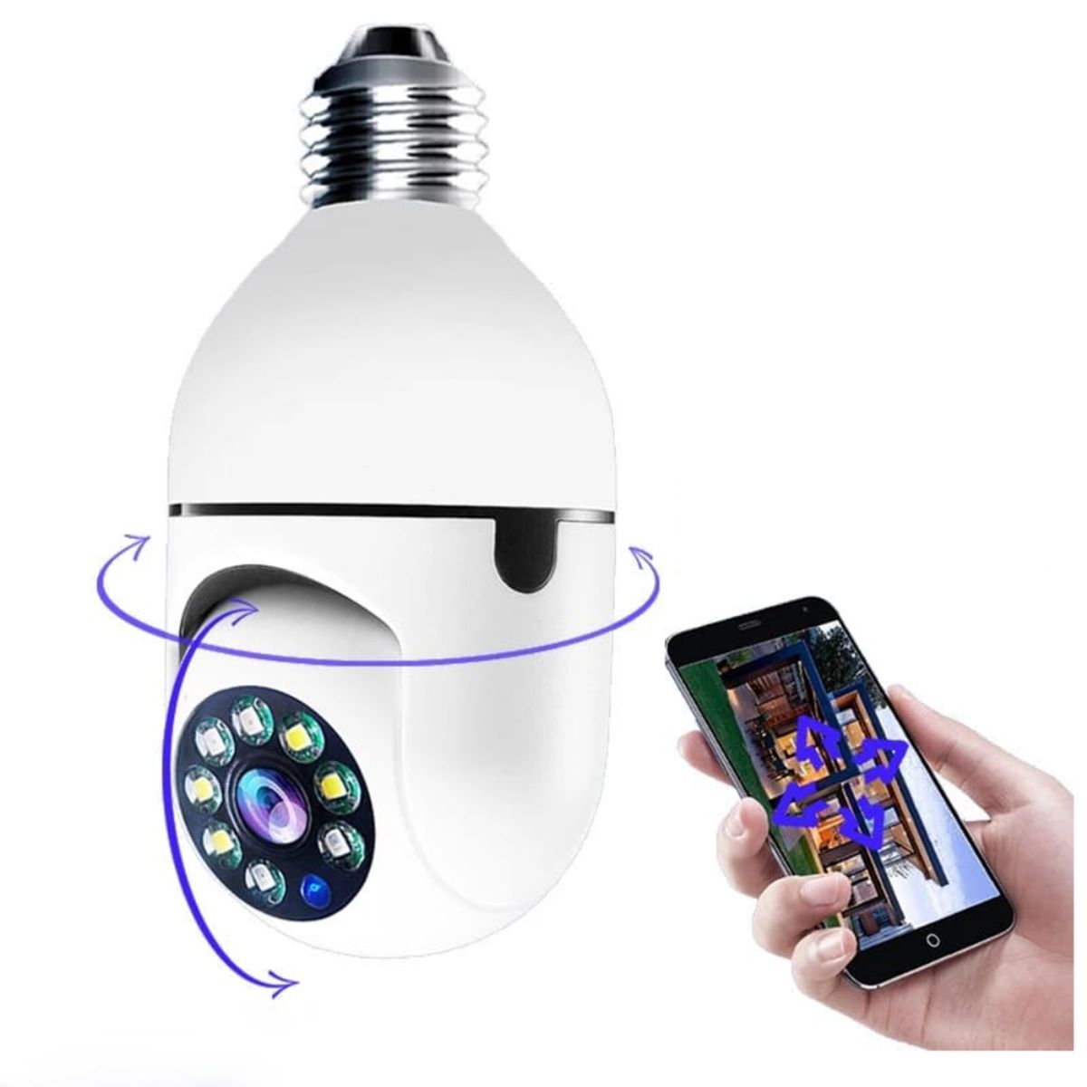 GENERICO - Cámara Tipo Foco Seguridad Vigilancia Giratorio Aplicativo